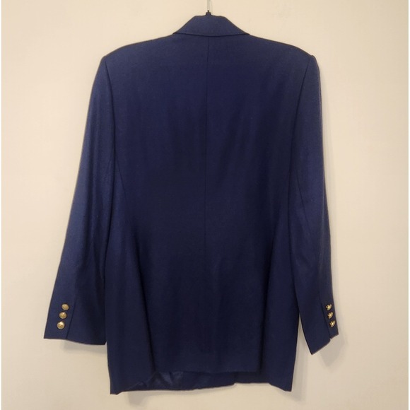 Talbots Vintage Navy Italian Linen Double Breasted Blazer Gold Buttons Sz 10 - Picture 2 of 7